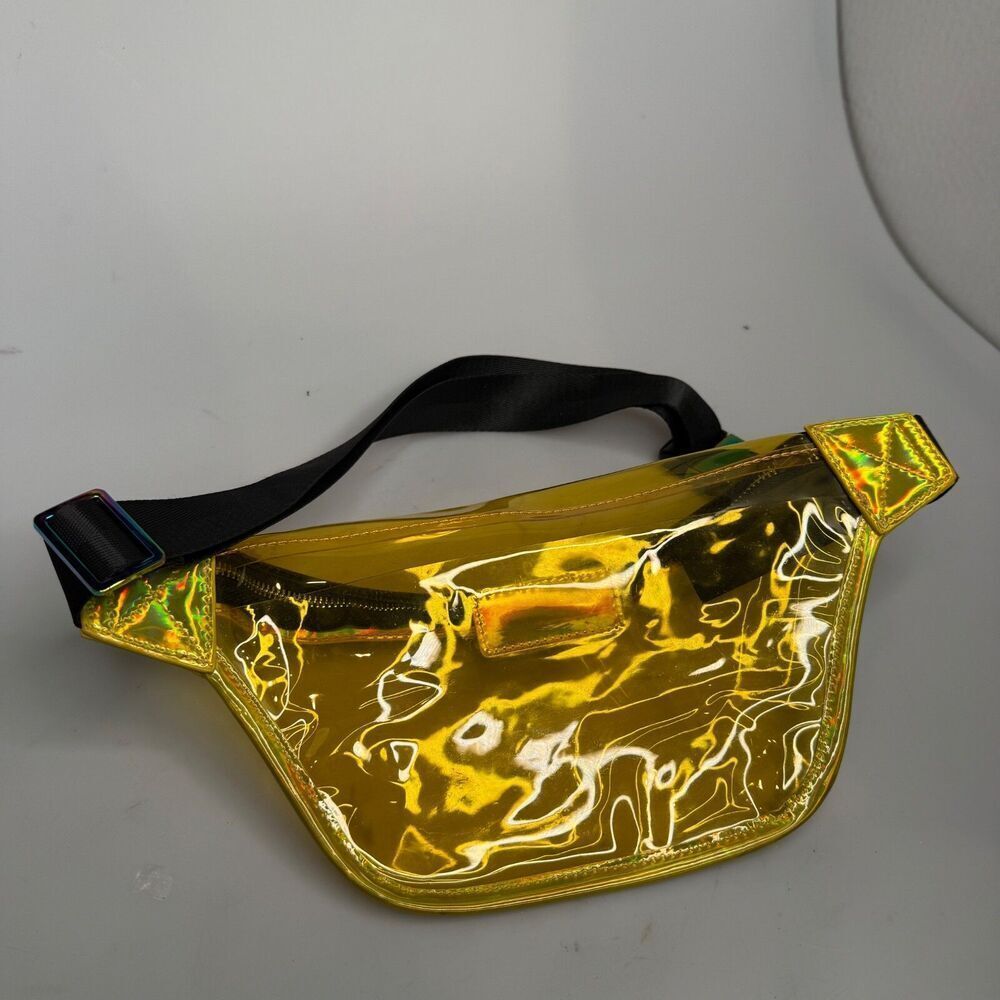 Like Dreams Yellow Clear Fanny Pack Waist Crossbody Bag 11"x6"x3" GUC Adjustable - Picture 10 of 16